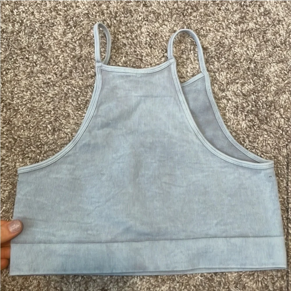 Women's blue/sage Bralette crop top sports bra - Picture 3 of 3